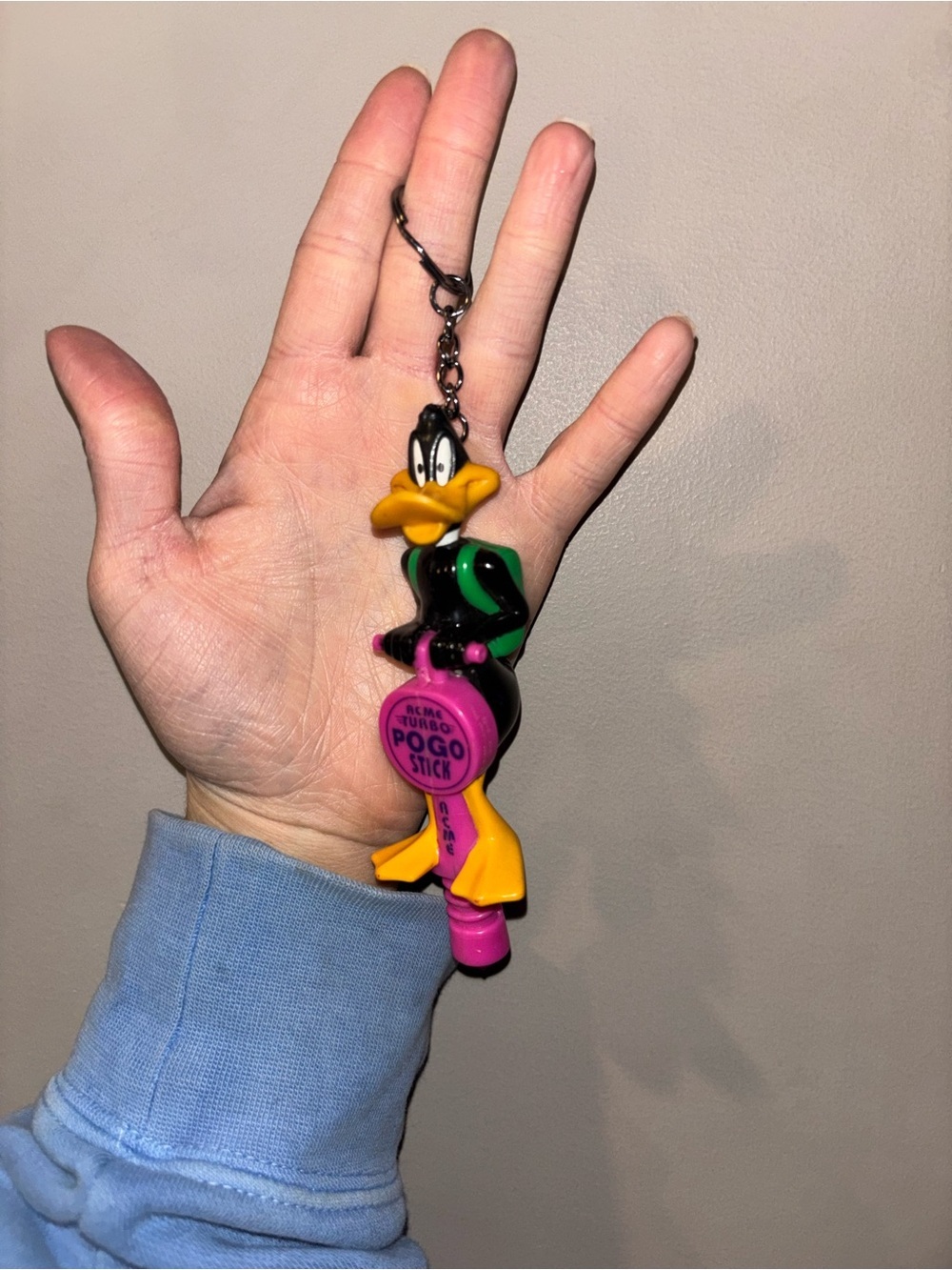 Warner Bros Daffy Duck ACME Turbo Pogo Stick Keychain Looney Tunes Figure